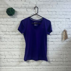 Small Purple Nike Dri Fit V Neck Shirt